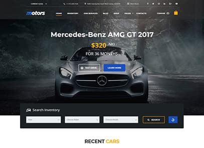 Motors - Car Dealer, Rental & Classifieds WordPress theme demo layout Dealership Two