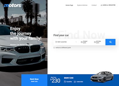 Motors - Car Dealer, Rental & Classifieds WordPress theme demo layout Auto Rental Two