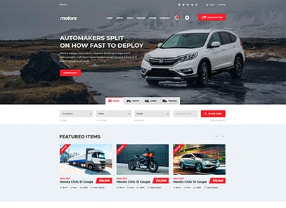 Motors - Car Dealer, Rental & Classifieds WordPress theme demo layout Classified Listing Five