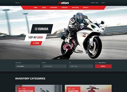 Motors - Car Dealer, Rental & Classifieds WordPress theme demo layout Motorcycles Dealers
