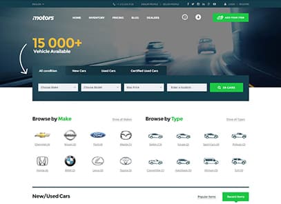 Motors - Car Dealer, Rental & Classifieds WordPress theme demo layout Classified Listing