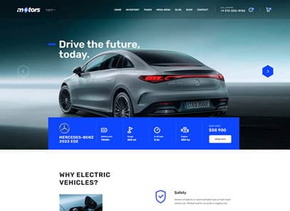 Motors - Car Dealer, Rental & Classifieds WordPress theme demo layout Electric Dealership