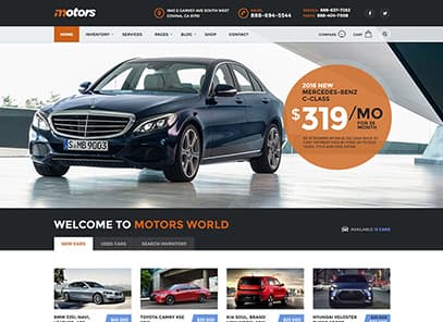 Motors - Car Dealer, Rental & Classifieds WordPress theme demo layout Dealership One