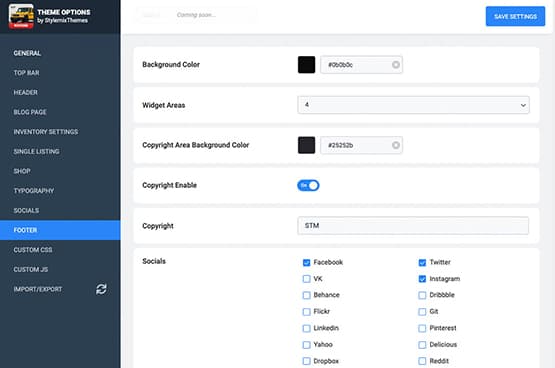 Theme Options - Footer
