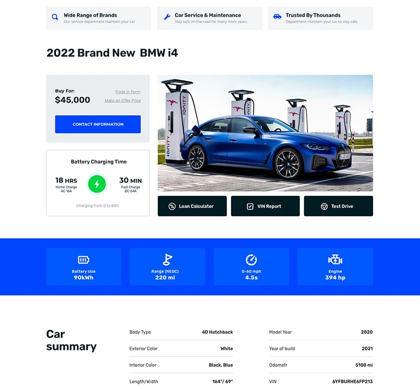 Car Dealer Theme Vehicle Page Template