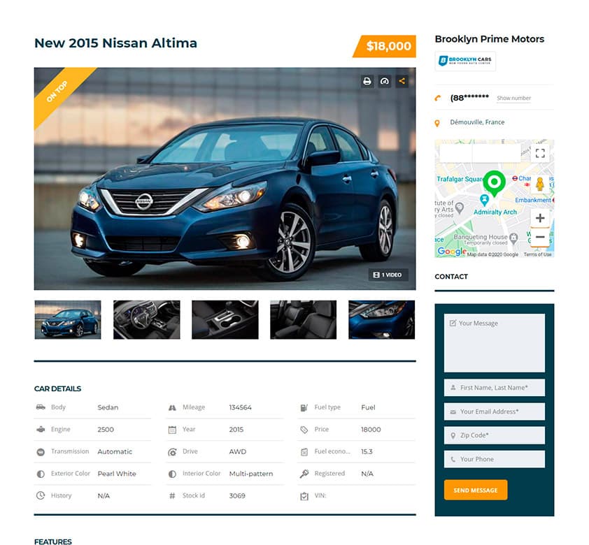 Car Dealer Theme Vehicle Page Template