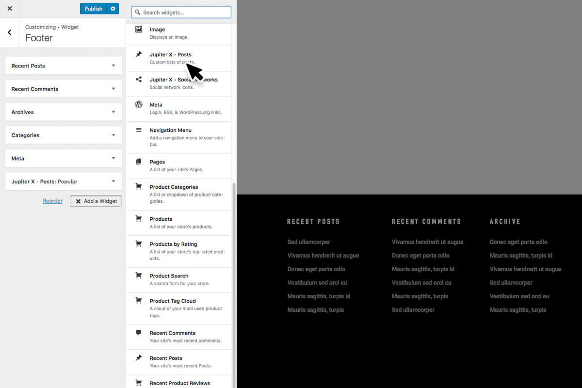 Jupiter X - Footer Builder Widgets